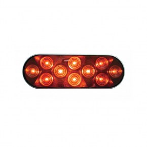 10 LED Oval Auxiliary Light - Red LED/Chrome Lens