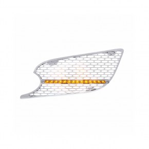 Chrome Air Intake Grille w/ Amber LED/Clear Lens for 2013+ Peterbilt 579 - Driver