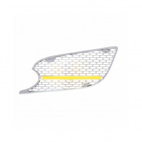 Chrome Air Intake Grille w/ Amber Led - Clear GLO Lens for 2013+ Peterbilt 579 - Driver