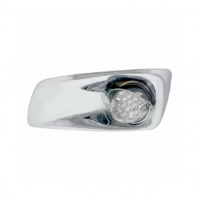 Kenworth T660 Light Bezel w/ LED Light & Visor (Driver) - Amber LED/ Clear Lens