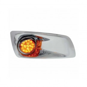 Kenworth T660 Bezel w/ 17 LED Light & Visor (Passenger) - Amber LED/Amber Lens