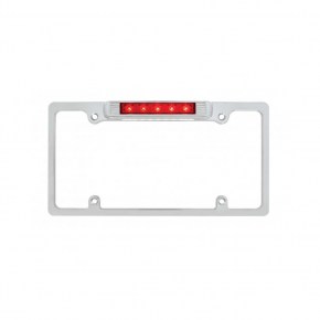11 Red LED Chrome Deluxe License Plate Frame - Third Brake Light