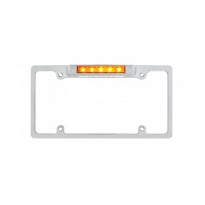 11 Amber LED Chrome Deluxe License Plate Frame - Auxiliary Light