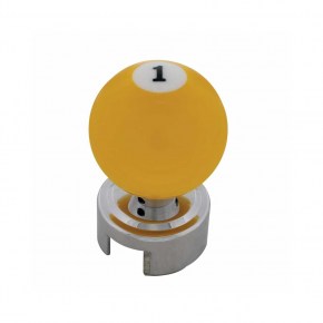 Yellow Pool Ball 13/15/18 Speed Gearshift Knob w/ Adapter - Number 1 Ball