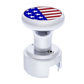 USA Flag Thread-On Shift Knob and Adapter for Eaton Fuller Style 13/15/18 Shifter - Chrome
