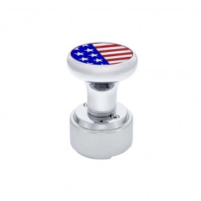 USA Flag Thread-On Shift Knob & Adapter for Eaton Fuller Style 9/10 Shifter - Chrome