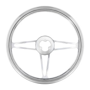 18 Inch Aluminum 3-Spoke Style Steering Wheel in Chrome