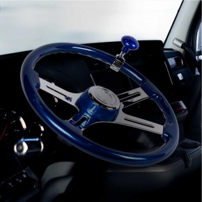 18 Inch Vibrant Color 4 Spoke Chrome Steering Wheel - Indigo Blue