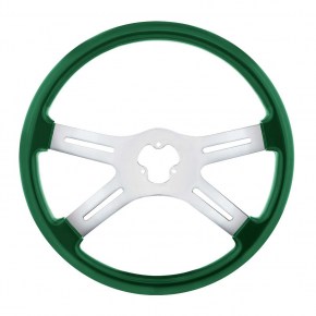 18 Inch Vibrant Color 4 Spoke Chrome Steering Wheel - Emerald Green