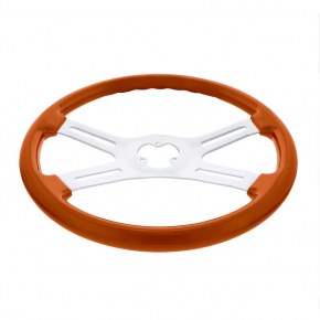 18 Inch Vibrant Color 4 Spoke Chrome Steering Wheel - Cadmium Orange