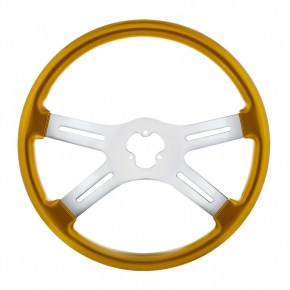 18 Inch Vibrant Color 4 Spoke Chrome Steering Wheel - Electric Yellow