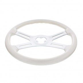 18 Inch Vibrant Color 4 Spoke Chrome Steering Wheel - Pearl White