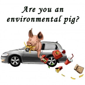 Are you an Environmental Pig? An Original Art on Shirts Anti Littering T-shirt for People who Care