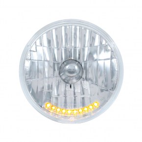 7 Inch Halogen Crystal Headlight Bulb with 10 Amber LED Position Lights